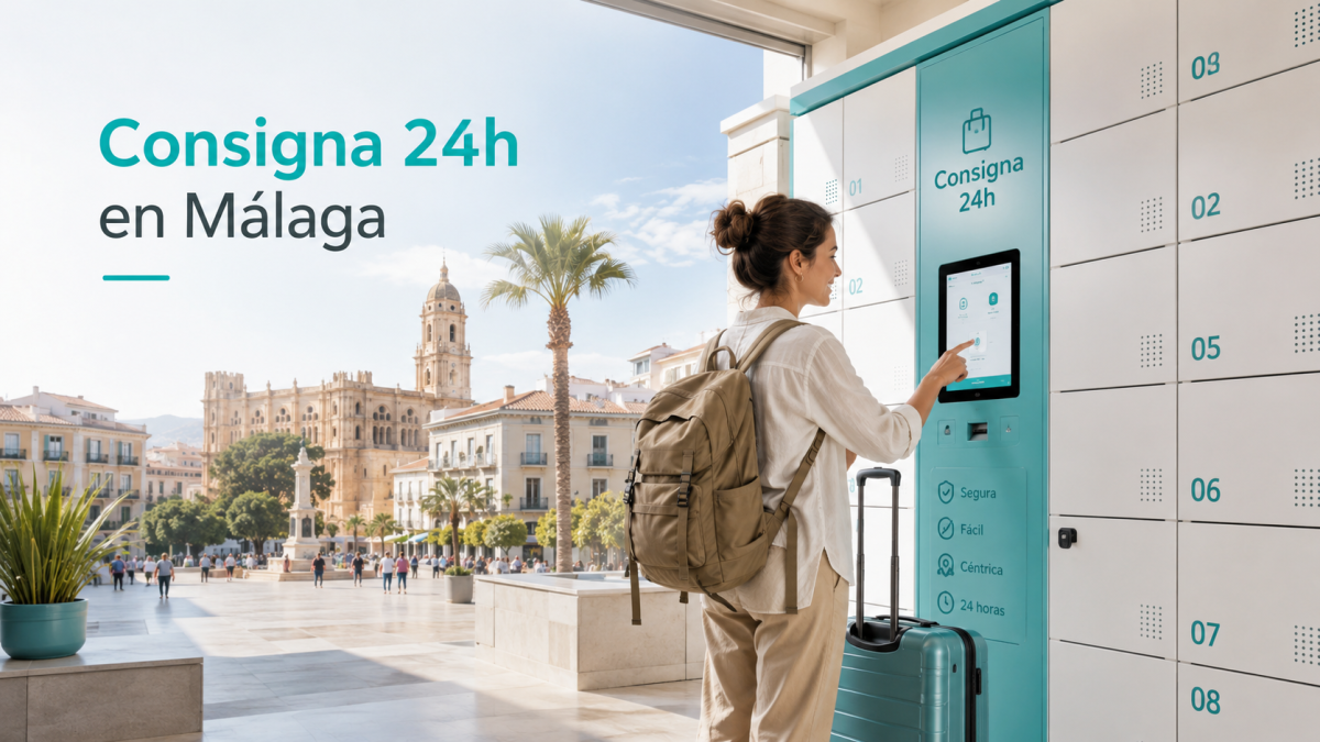 Consigna 24 horas en Málaga centro para guardar maletas en taquillas inteligentes